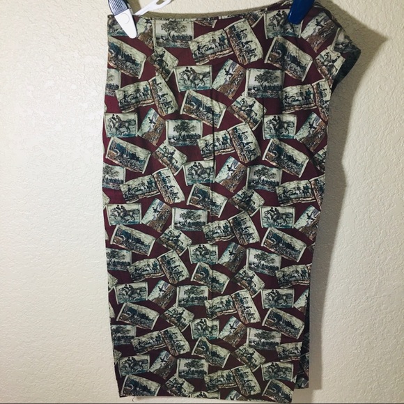 Lila & Lori NY, Long Skirt Horses Equestrian Burgundy wrap and zipper size 14 - Picture 2 of 11